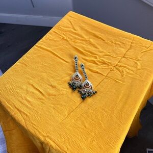 Elegant Gold and Green Earrings